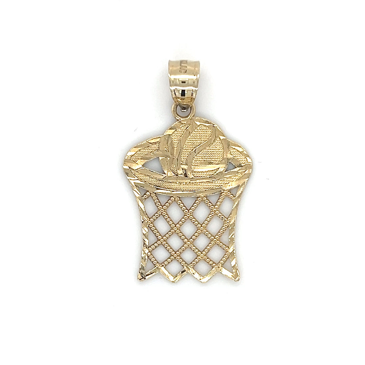 10K Yellow Gold Basketball Hoop Pendant; 1.1DWT; 1.8g