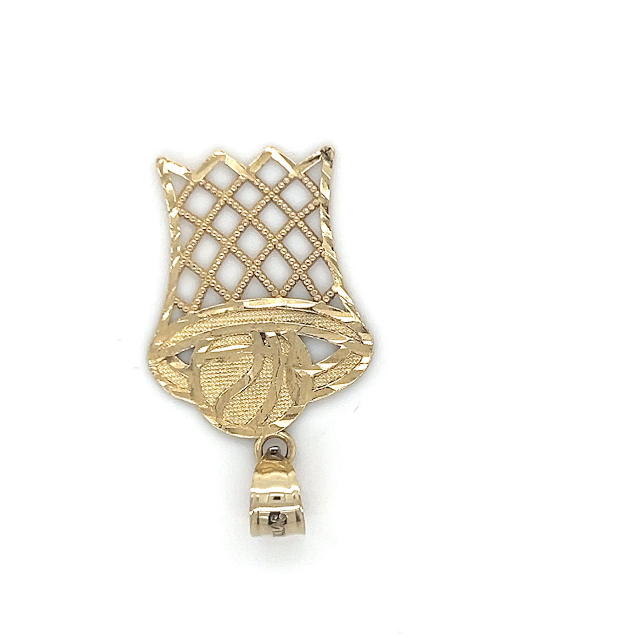 10K Yellow Gold Basketball Hoop Pendant; 1.1DWT; 1.8g