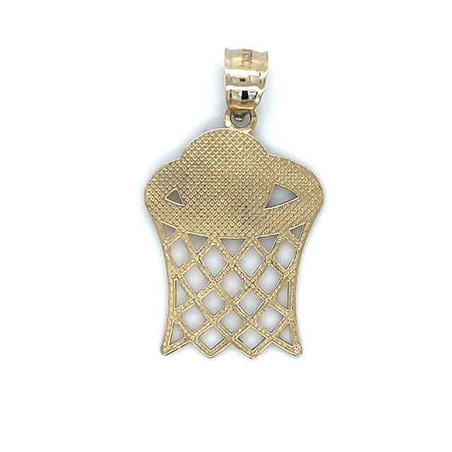 10K Yellow Gold Basketball Hoop Pendant; 1.1DWT; 1.8g