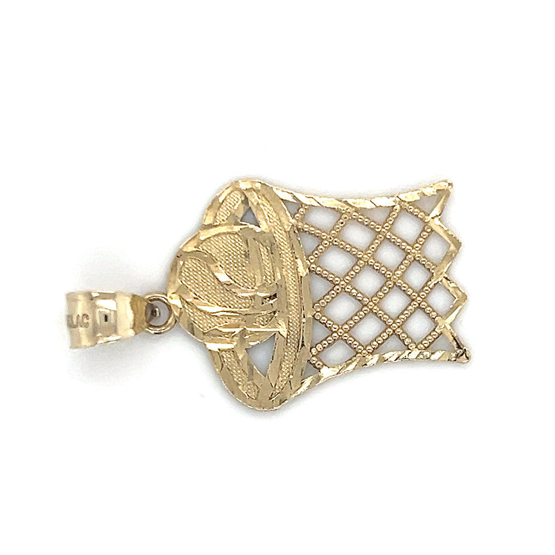 10K Yellow Gold Basketball Hoop Pendant; 1.1DWT; 1.8g