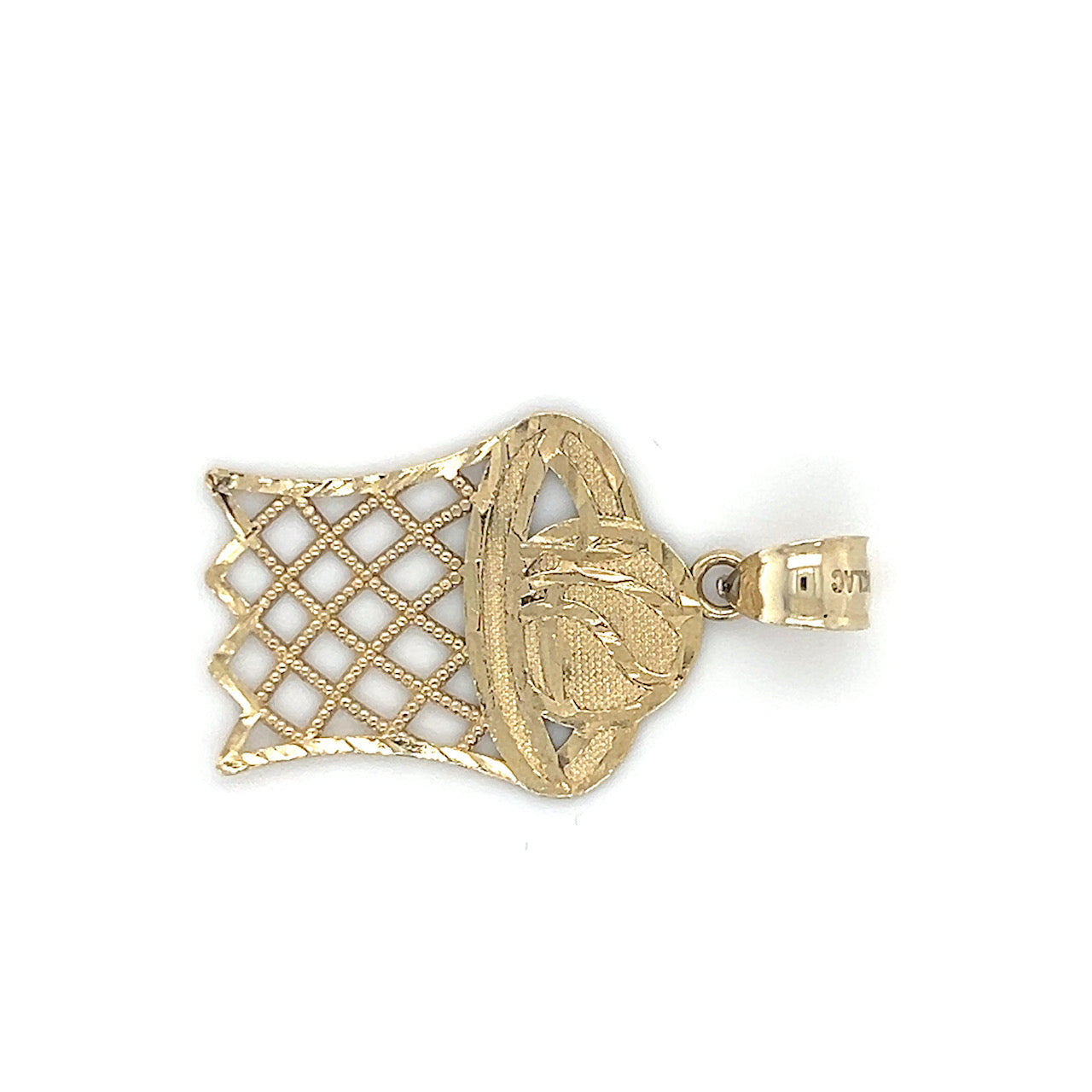 10K Yellow Gold Basketball Hoop Pendant; 1.1DWT; 1.8g