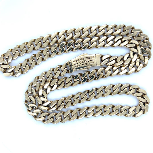 10K Yellow Gold 22" Monaco Curb Link Chain Necklace; 23.8g