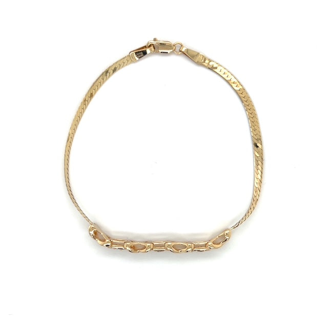 14K Yellow Gold Diamond 7" Bracelet; 2.9DWT; 0.25CTW; 4.6g