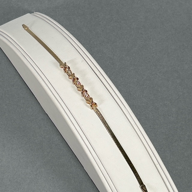 14K Yellow Gold Diamond 7" Bracelet; 2.9DWT; 0.25CTW; 4.6g