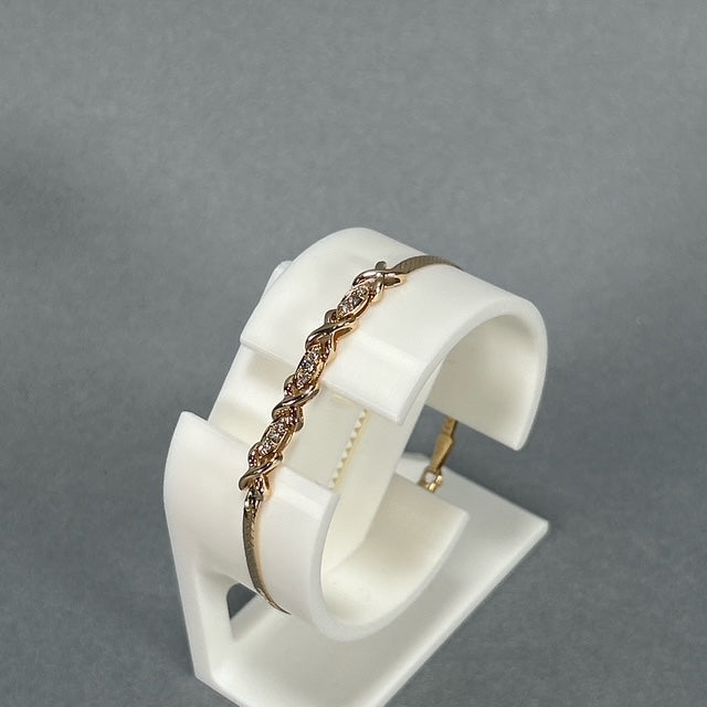 14K Yellow Gold Diamond 7" Bracelet; 2.9DWT; 0.25CTW; 4.6g