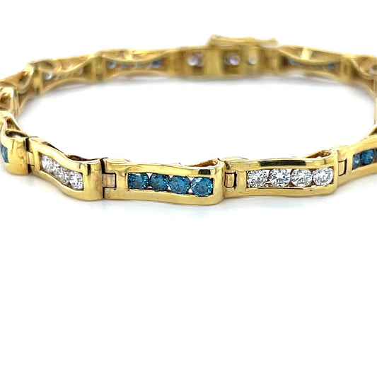 14K Yellow Gold Diamond 7" Bracelet; 3.50CTW; 14.9g