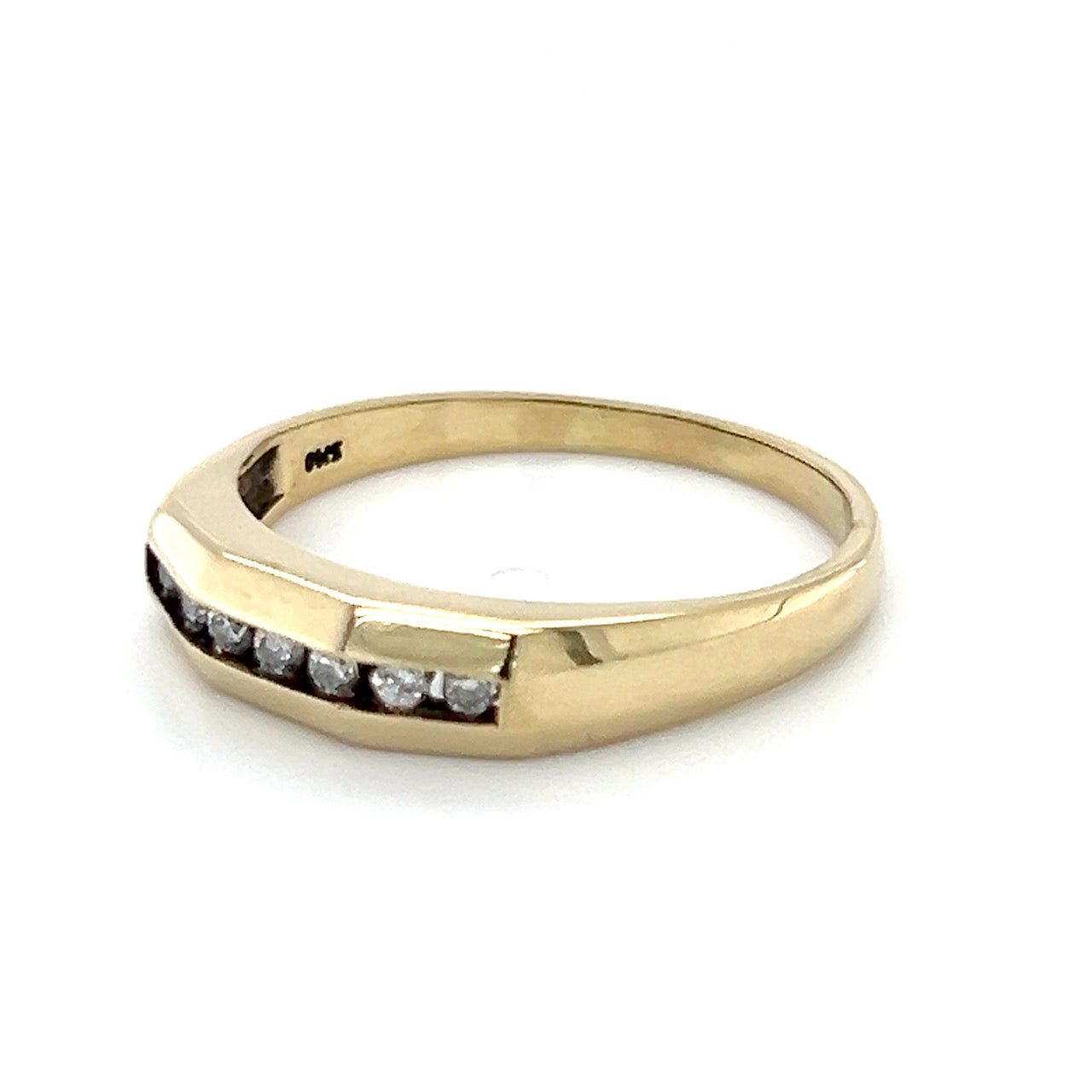 14K Yellow Gold Diamond Accent Wedding Band; 0.10 CTW; 3.5g; Size 9.5