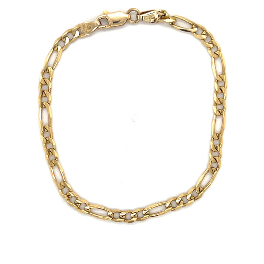 10K Yellow Gold 7" Figaro Bracelet; 2.5DWT; 3.9g