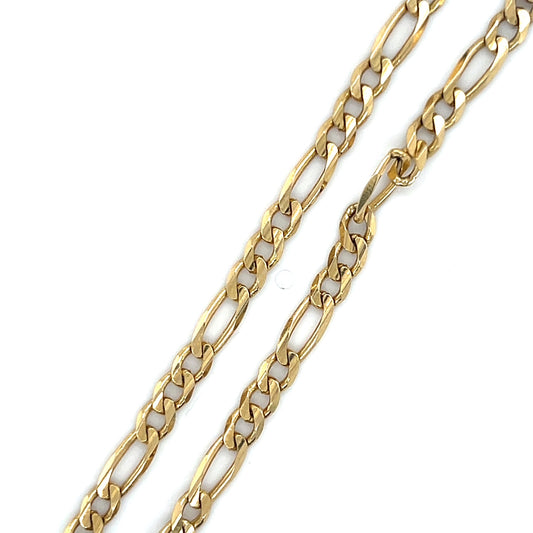 10K Yellow Gold 7" Figaro Bracelet; 2.5DWT; 3.9g