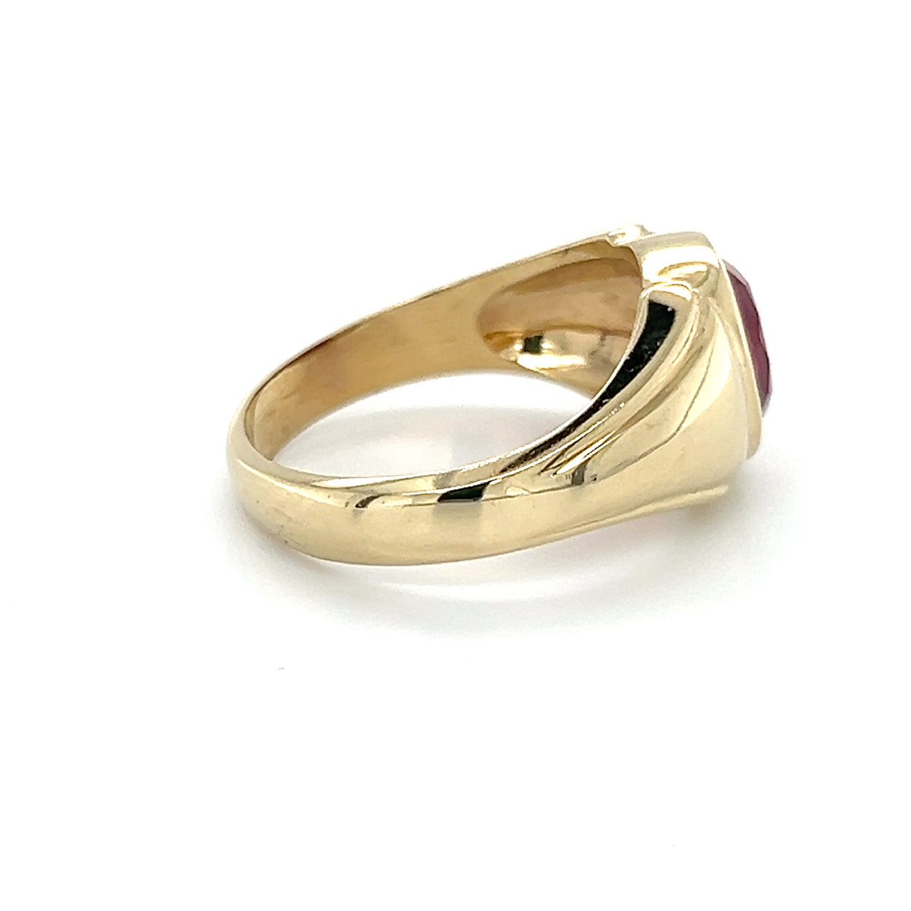10K Yellow Gold Synthetic Ruby Gentleman's Ring; 4.4g; Size 8