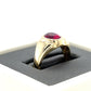 10K Yellow Gold Synthetic Ruby Gentleman's Ring; 4.4g; Size 8