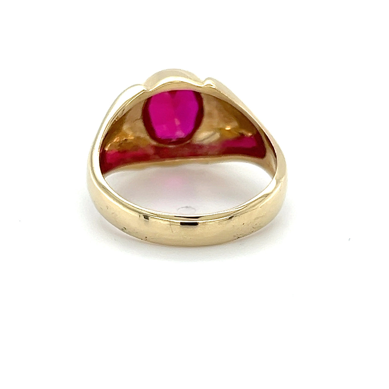 10K Yellow Gold Synthetic Ruby Gentleman's Ring; 4.4g; Size 8