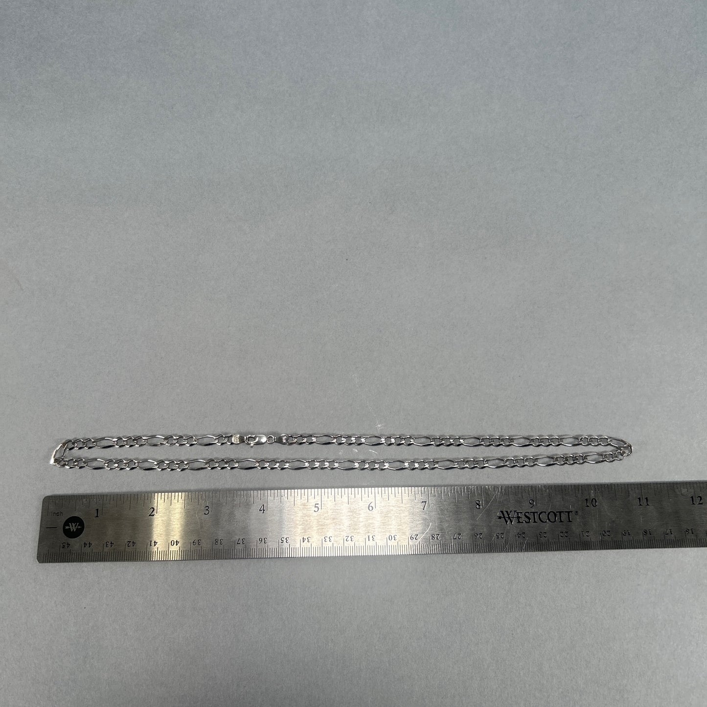 10K White Gold 22" Figaro Chain; 14.4g