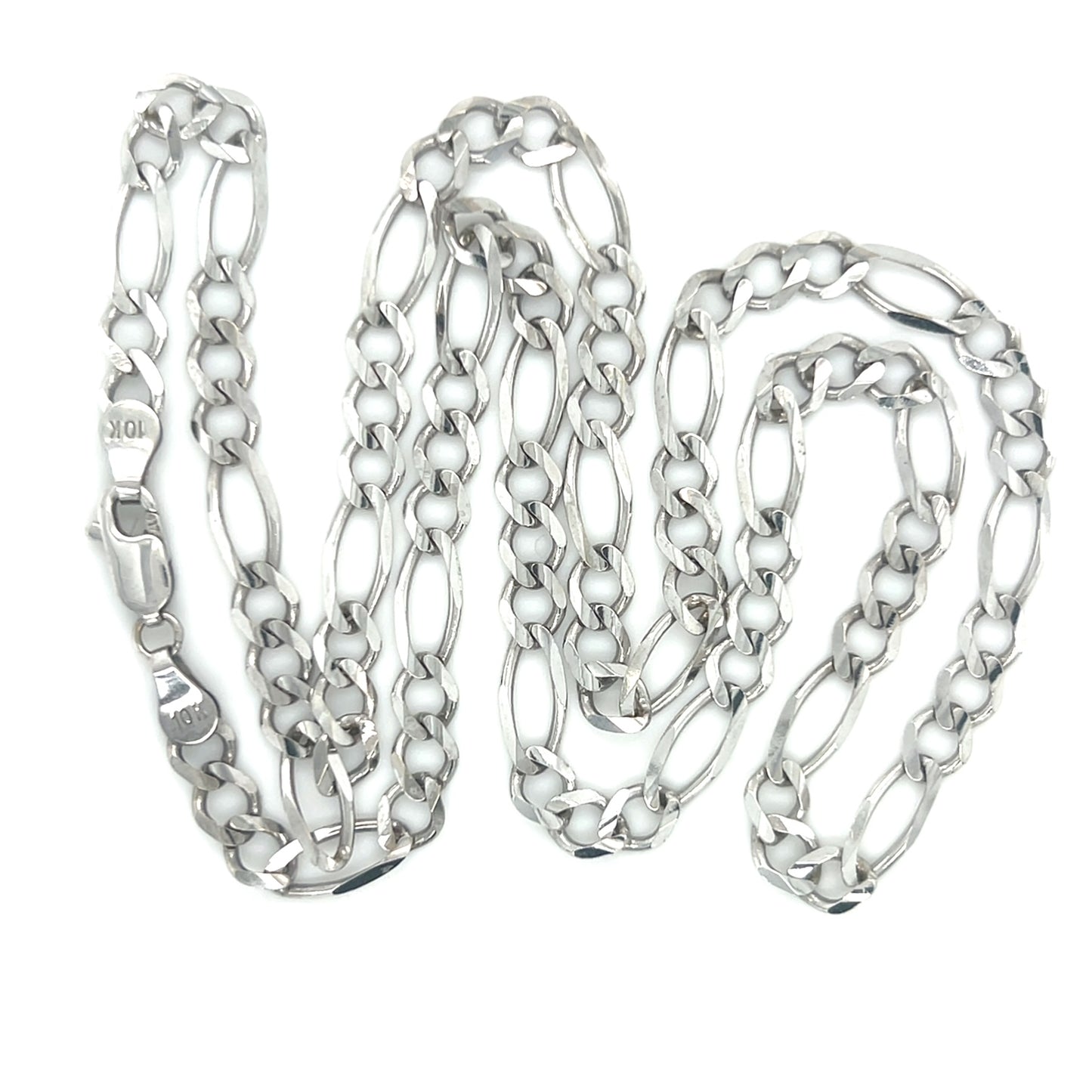 10K White Gold 22" Figaro Chain; 14.4g