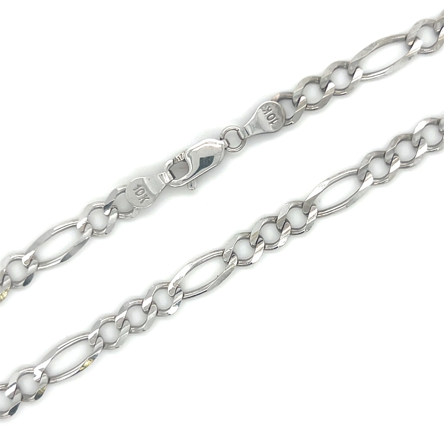 10K White Gold 22" Figaro Chain; 14.4g