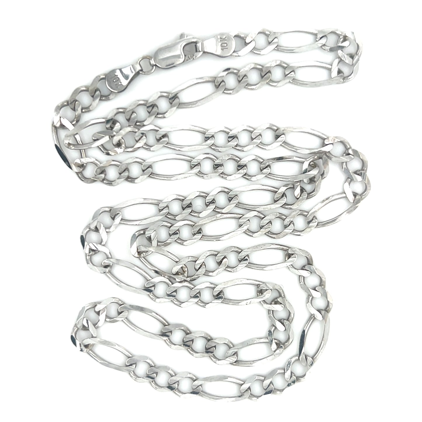 10K White Gold 22" Figaro Chain; 14.4g