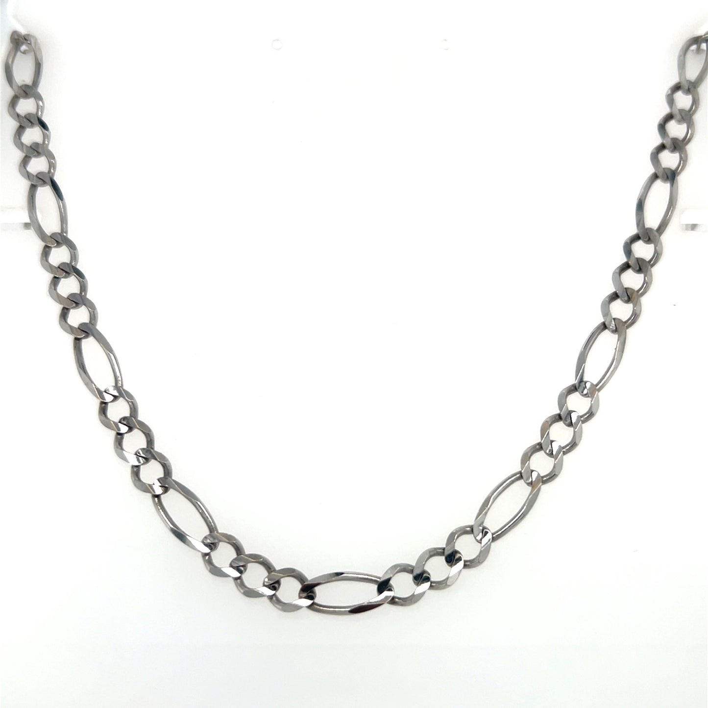 10K White Gold 22" Figaro Chain; 14.4g