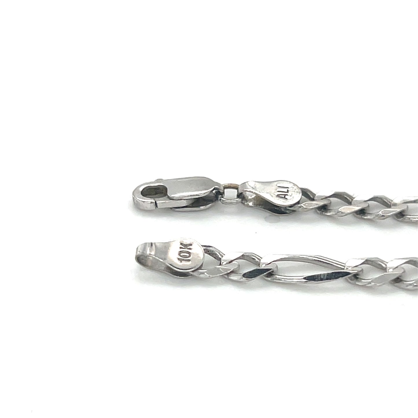 10K White Gold 22" Figaro Chain; 14.4g