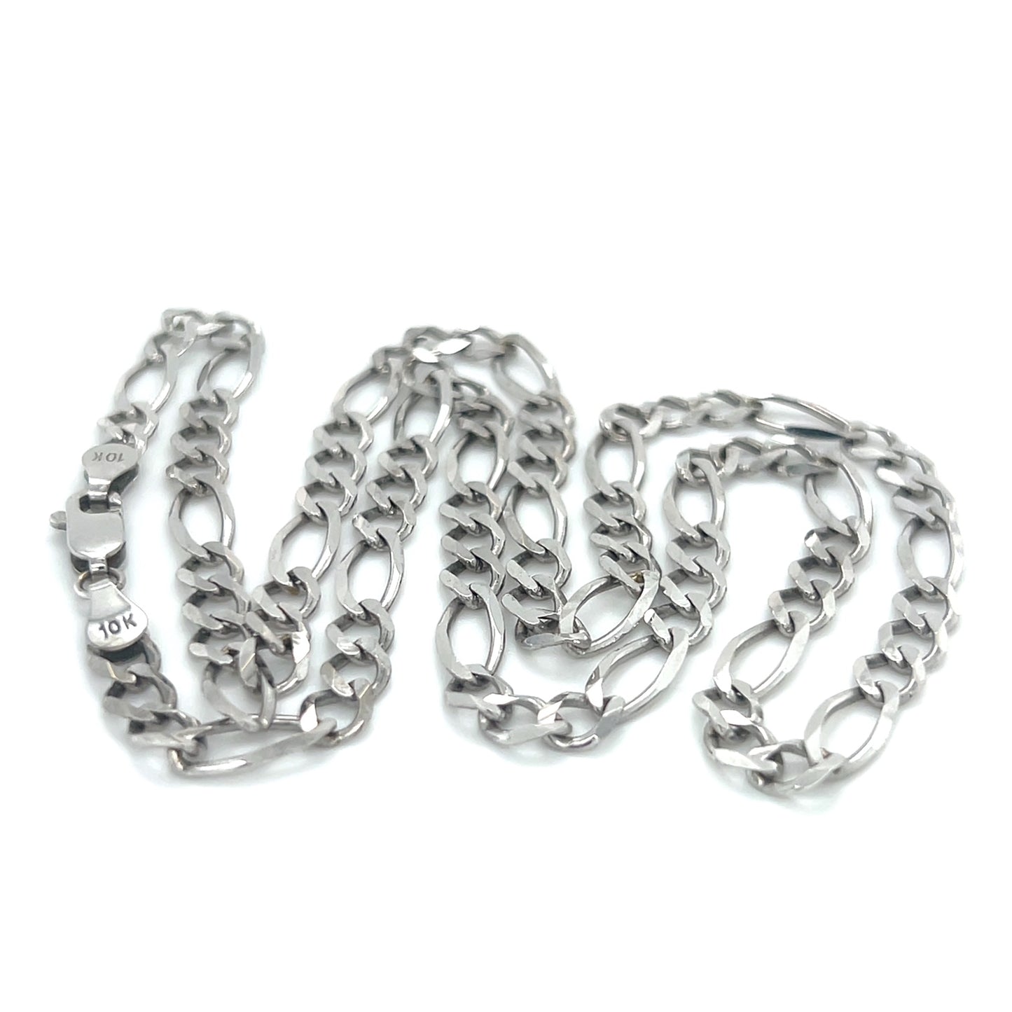 10K White Gold 22" Figaro Chain; 14.4g