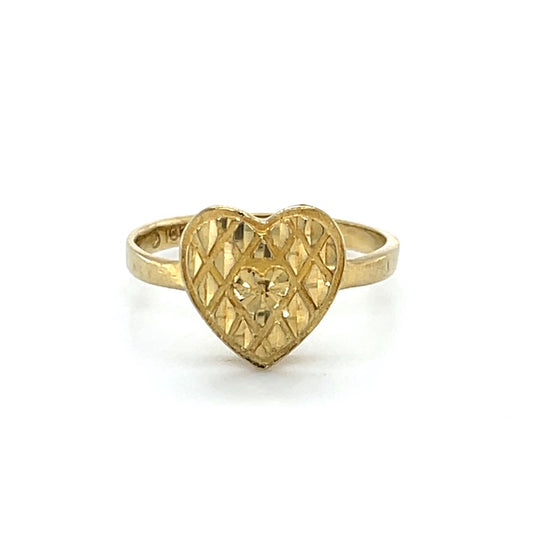 10K Yellow Gold Heart Lady's Ring; 1.1DWT; 1.6g; Size 5