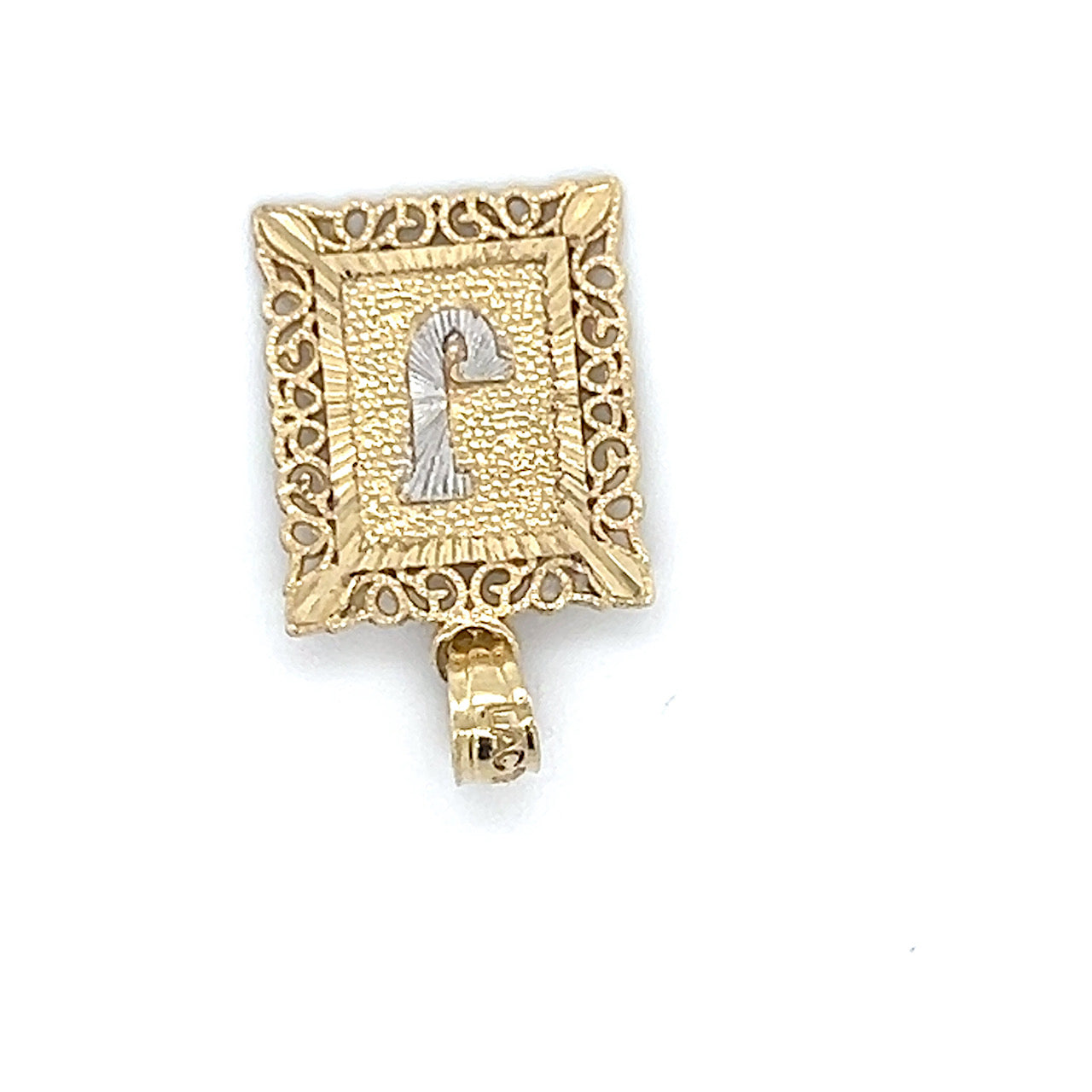 10K Two-Tone Gold "J" Pendant; 0.7DWT; 1g
