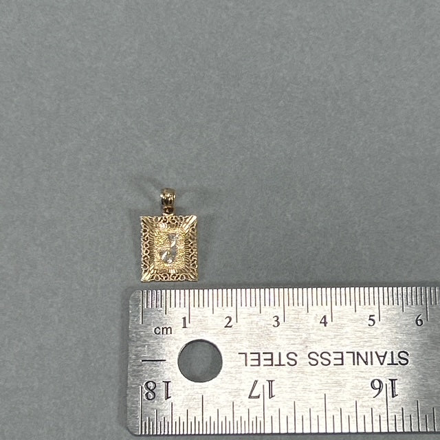 10K Two-Tone Gold "J" Pendant; 0.7DWT; 1g
