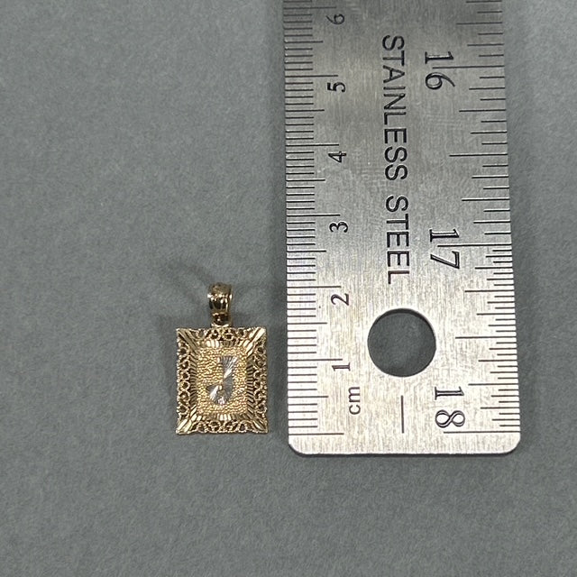 10K Two-Tone Gold "J" Pendant; 0.7DWT; 1g
