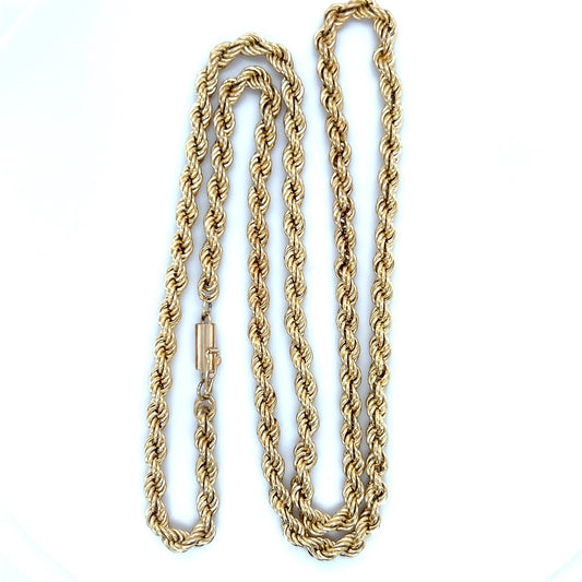 10K Yellow Gold 24" Rope Chain; 11.9g