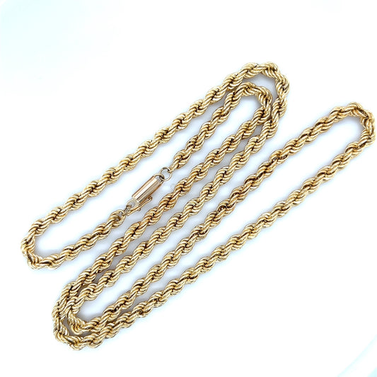 10K Yellow Gold 24" Rope Chain; 11.9g