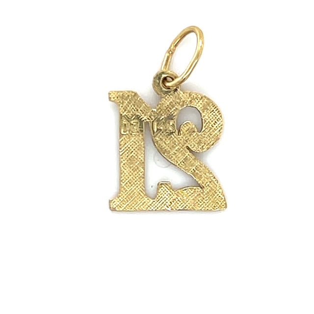 14K Yellow Gold "21" Pendant; 0.4DWT; 0.7g