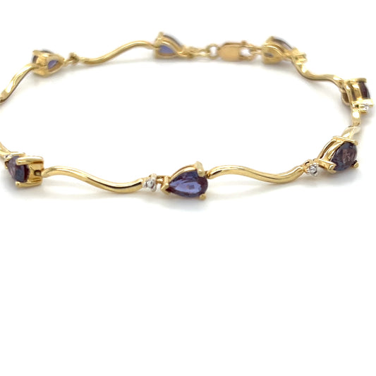 10K Yellow Gold Mystic Topaz 7" Bracelet; 3.5DWT; 5.4g