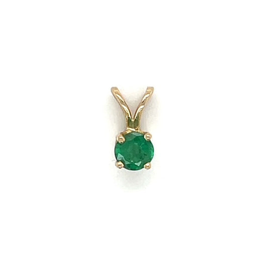14K Yellow Gold Emerald Pendant; 0.4g