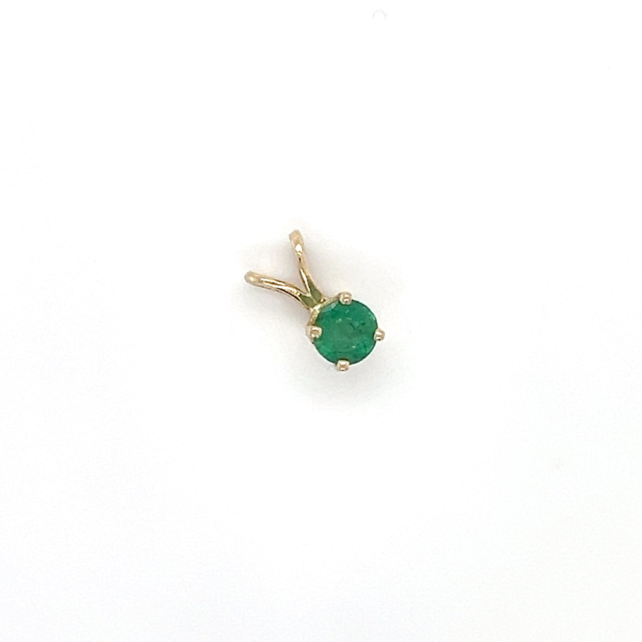14K Yellow Gold Emerald Pendant; 0.4g