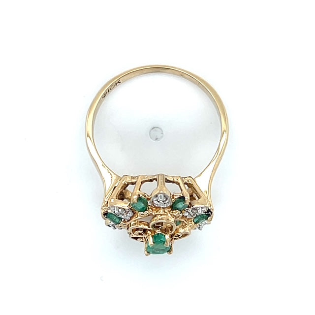 10K Yellow Gold Emerald & Diamond Accent Lady's Ring; 2DWT; Size 7