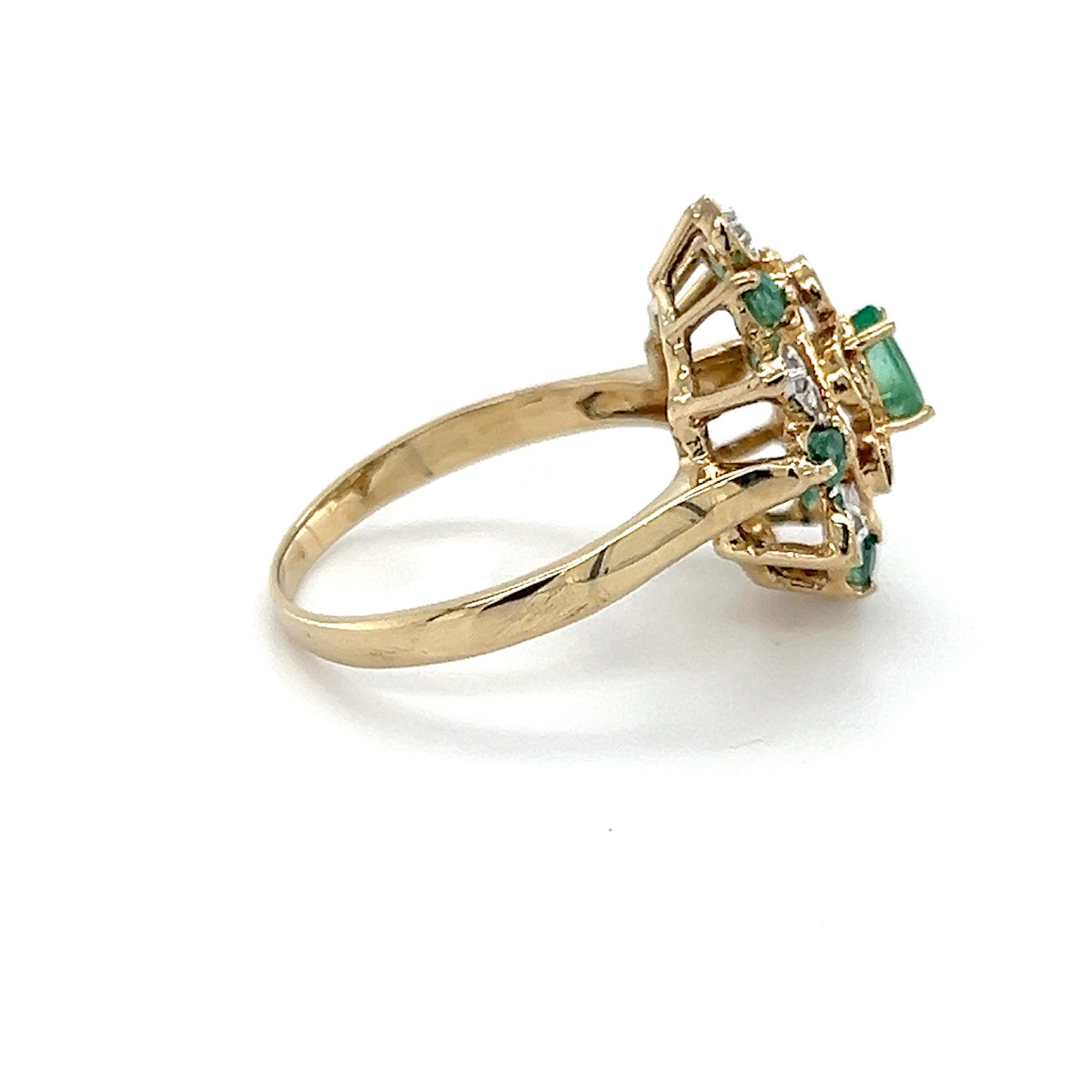 10K Yellow Gold Emerald & Diamond Accent Lady's Ring; 2DWT; Size 7