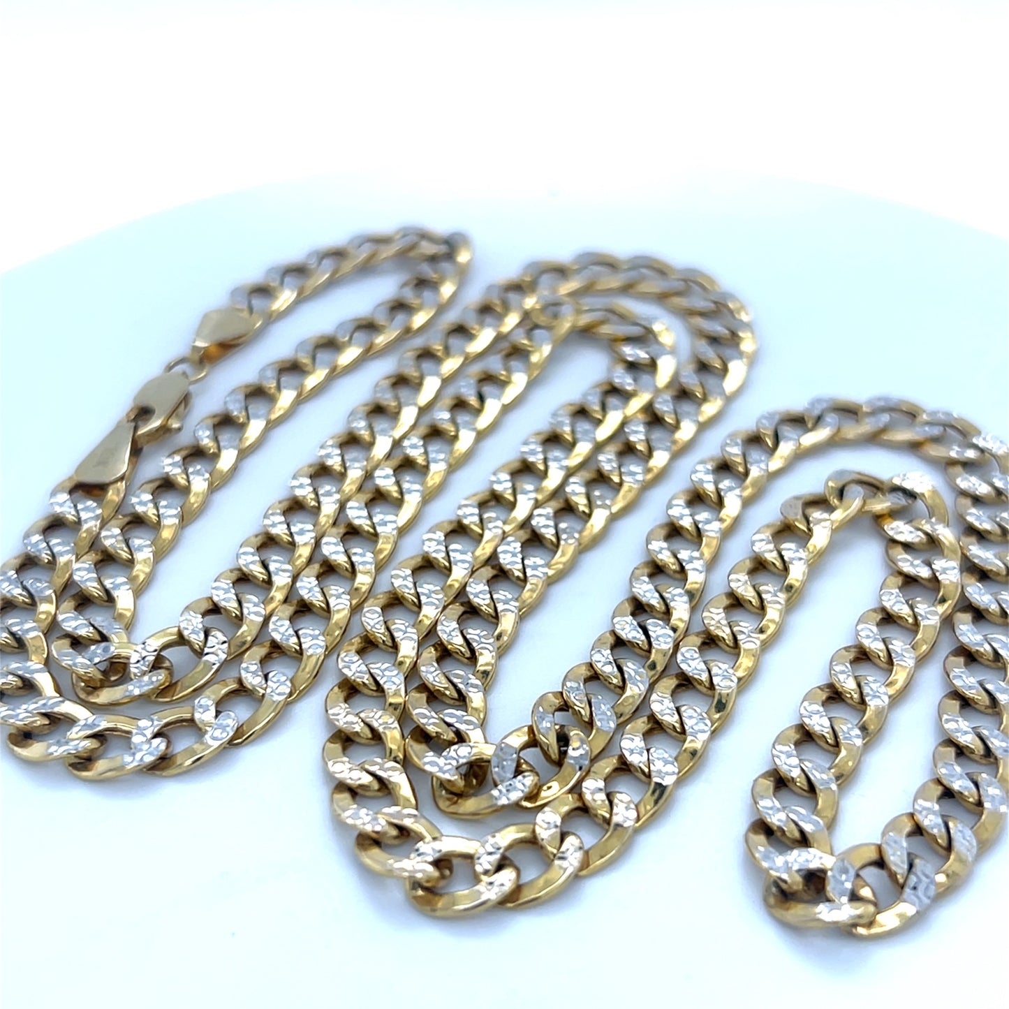 10K Two-Tone Gold 30" Curb Chain; 22.1g