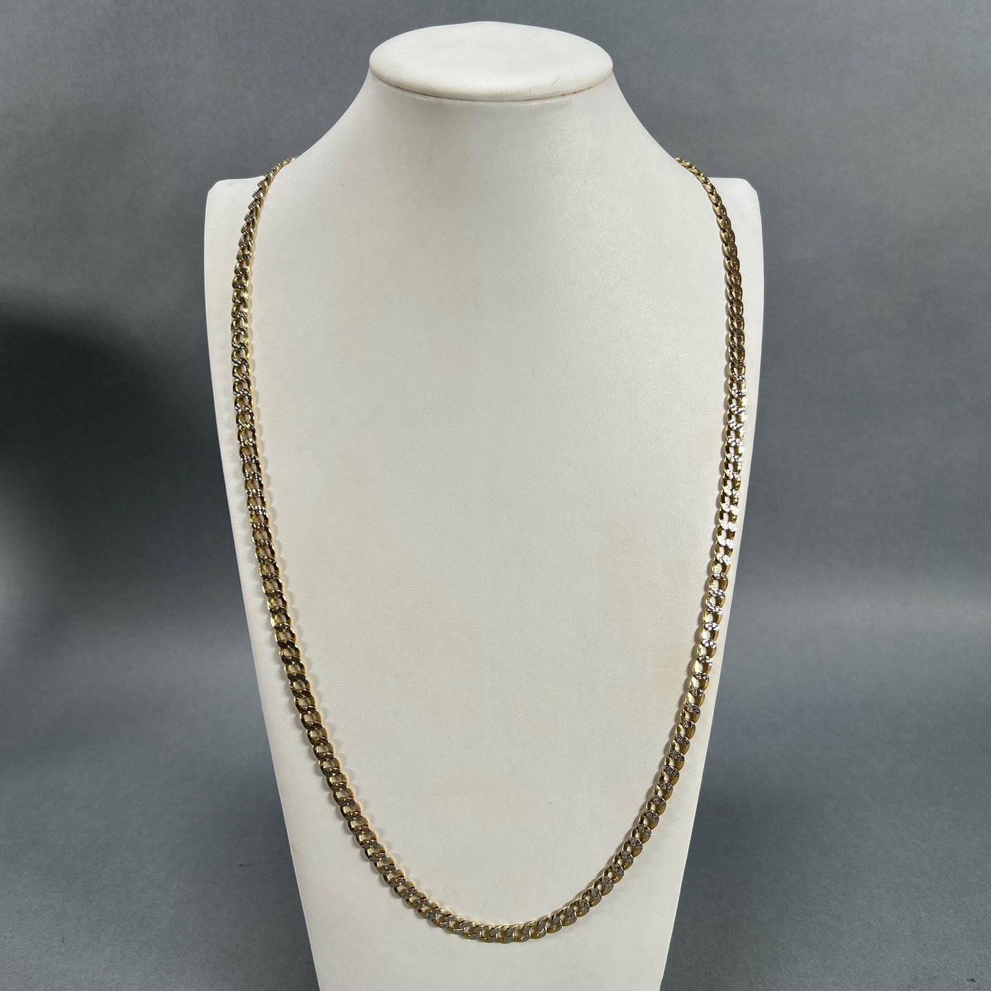 10K Two-Tone Gold 30" Curb Chain; 22.1g