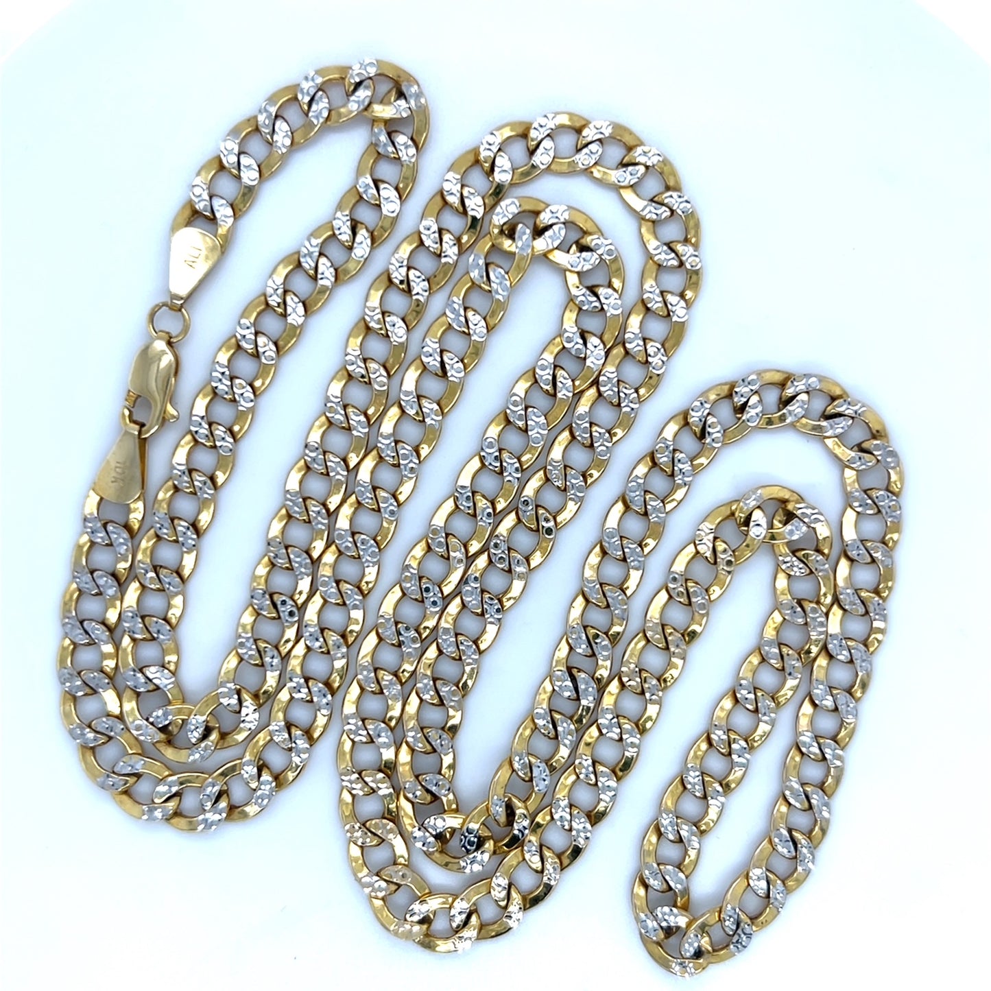 10K Two-Tone Gold 30" Curb Chain; 22.1g
