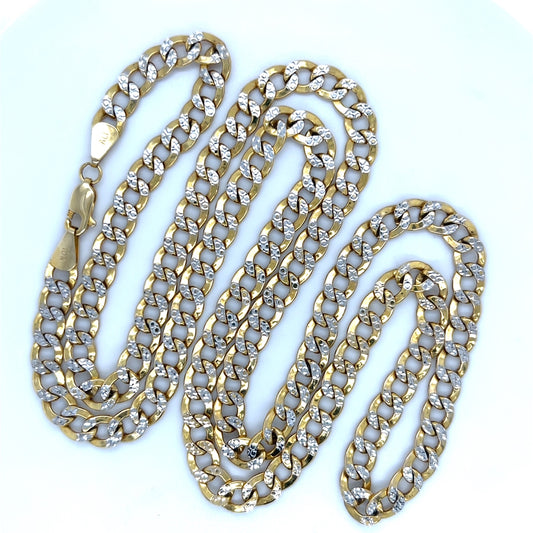 10K Two-Tone Gold 30" Curb Chain; 22.1g