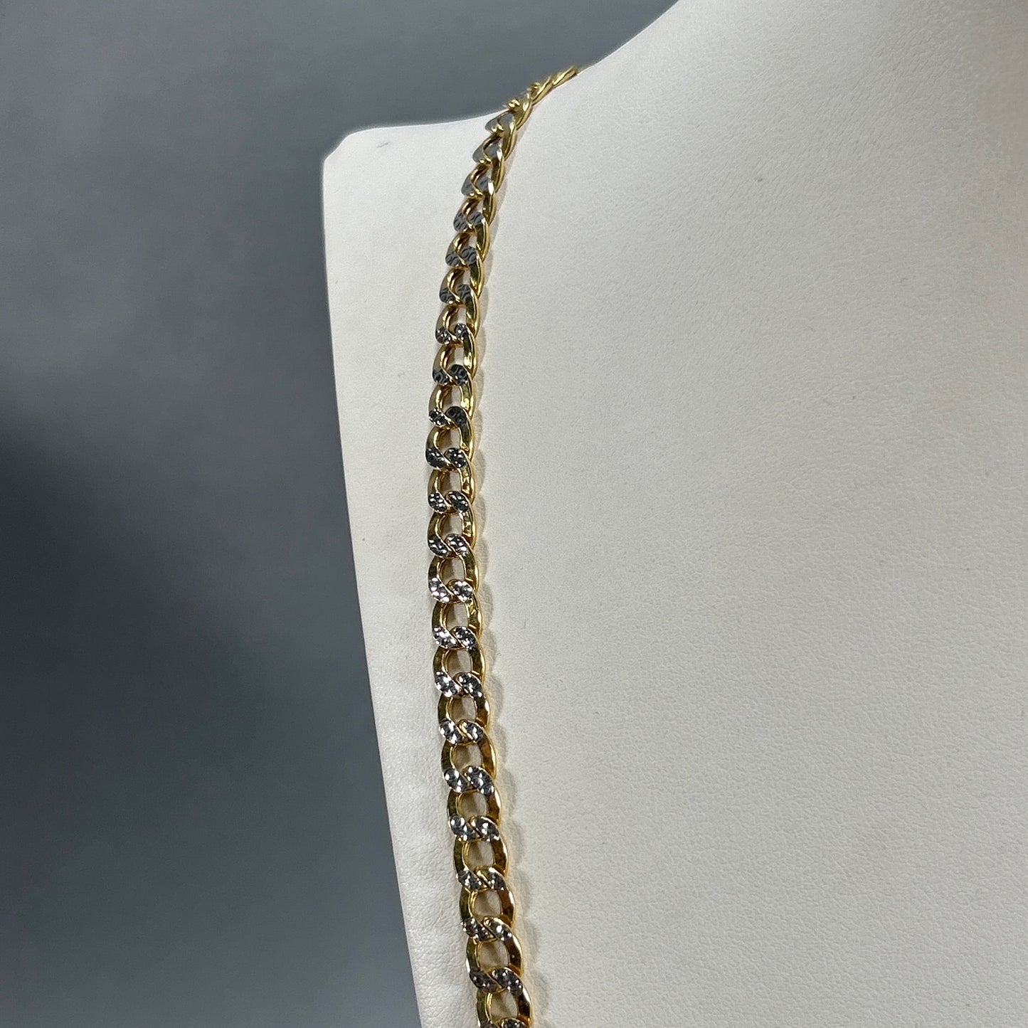 10K Two-Tone Gold 30" Curb Chain; 22.1g