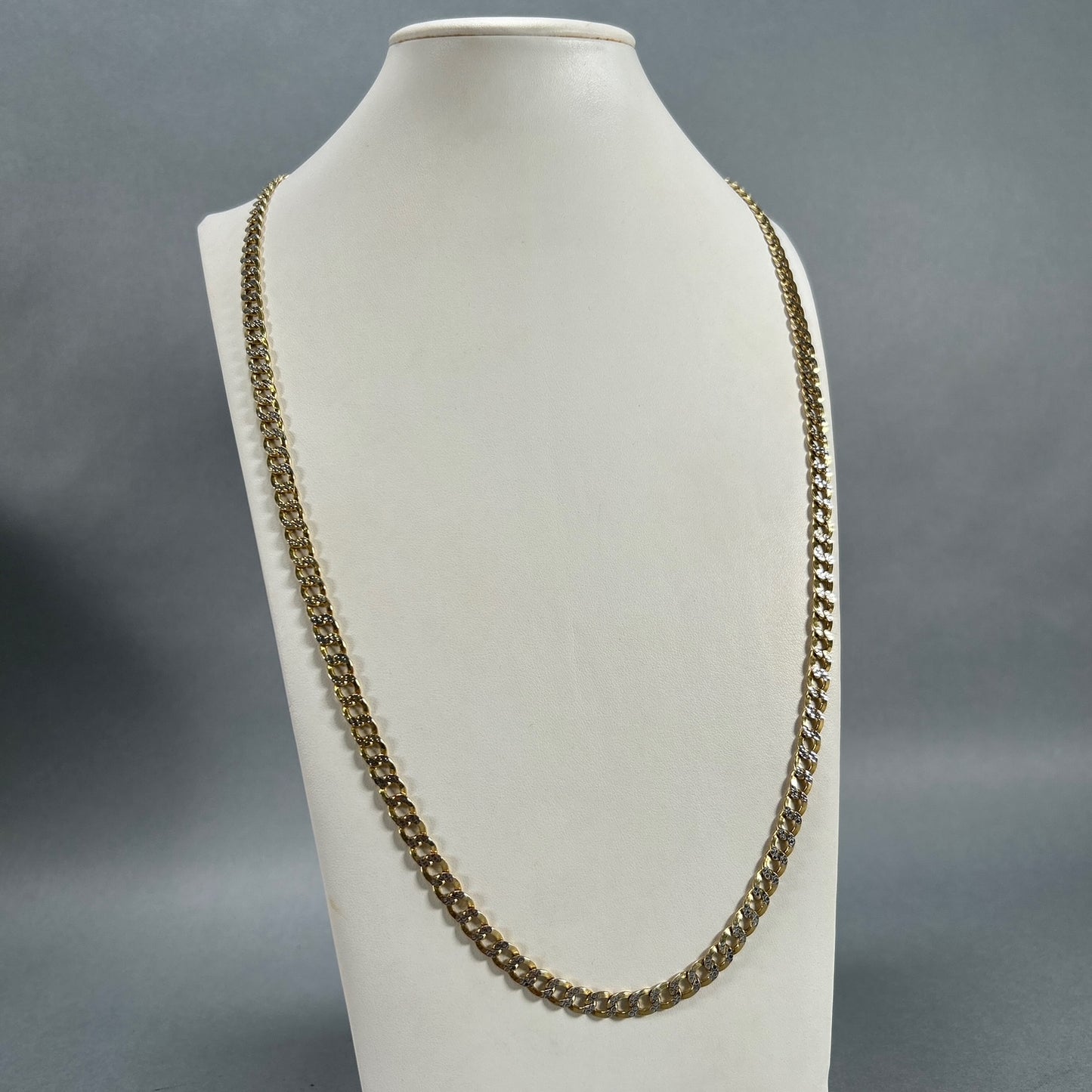 10K Two-Tone Gold 30" Curb Chain; 22.1g