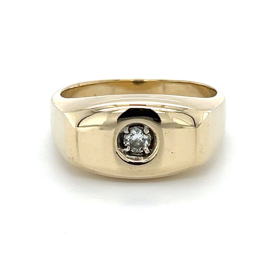 14k Yellow Gold Diamond Unisex Fashion Ring; 0.15CTW; 8.7g; Size 10