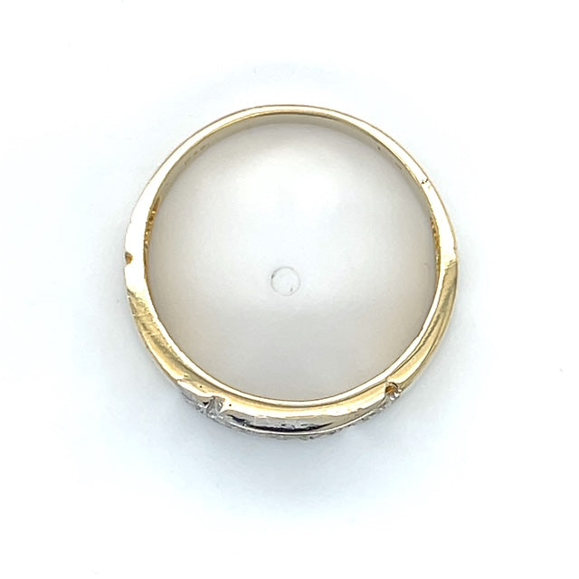 14K Two-Tone Gold CZ Unisex Ring; 4.1g; Size 8.75