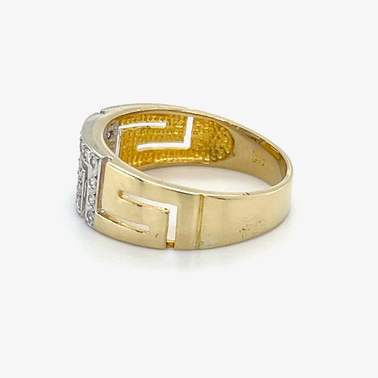 14K Two-Tone Gold CZ Unisex Ring; 4.1g; Size 8.75