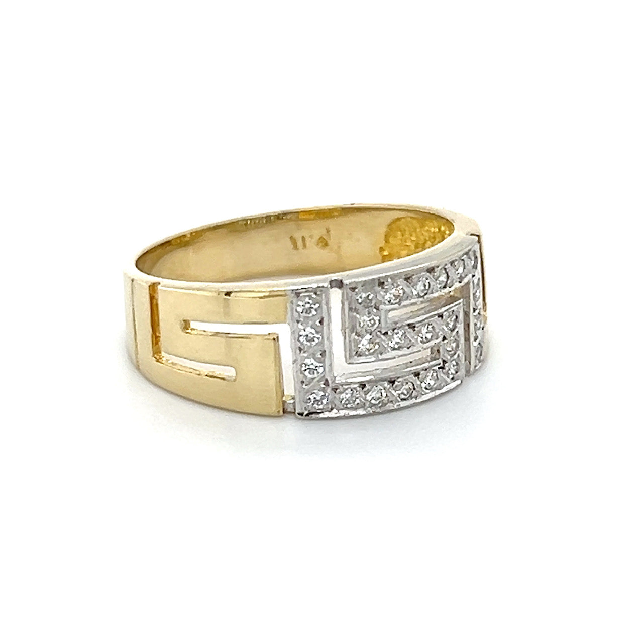 14K Two-Tone Gold CZ Unisex Ring; 4.1g; Size 8.75