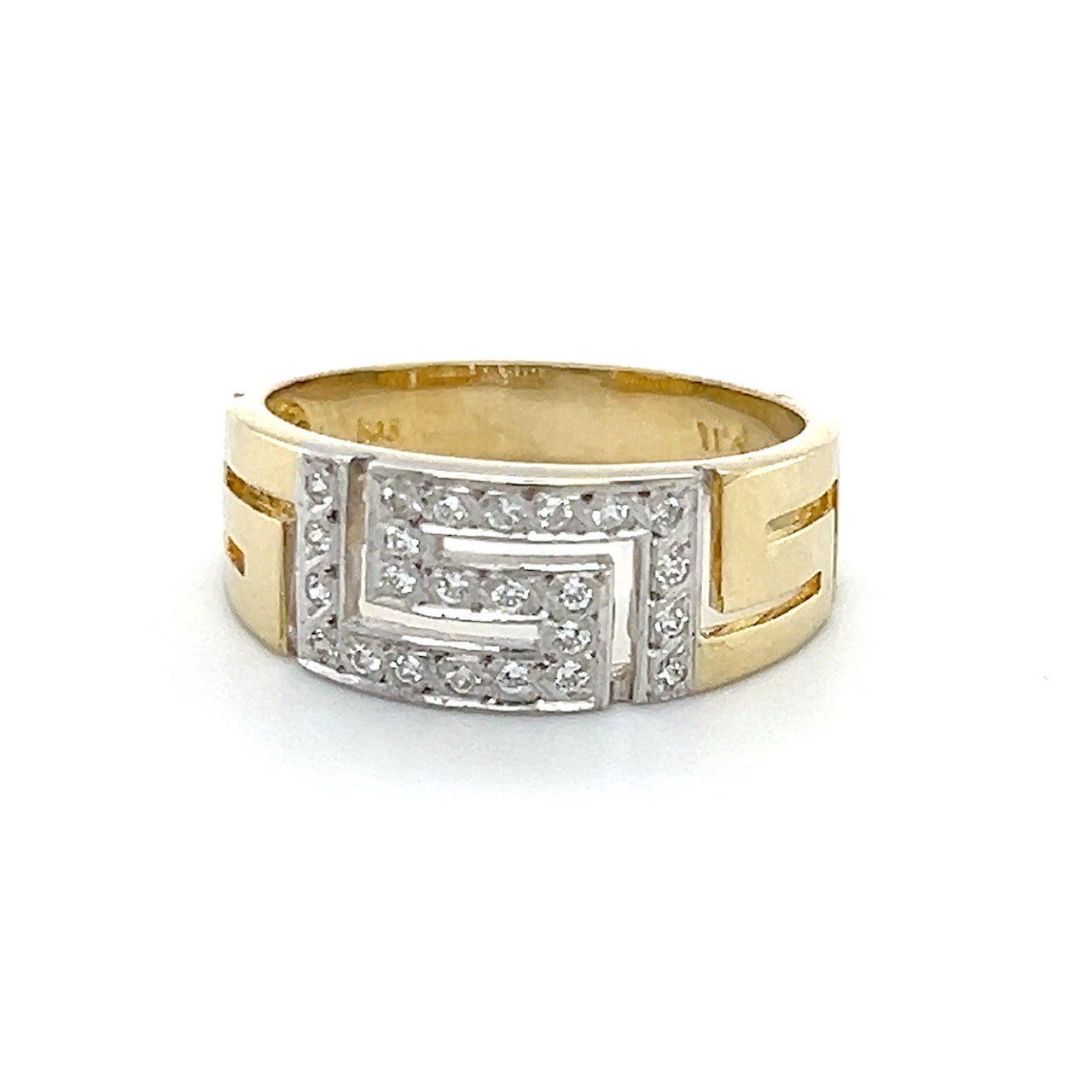 14K Two-Tone Gold CZ Unisex Ring; 4.1g; Size 8.75