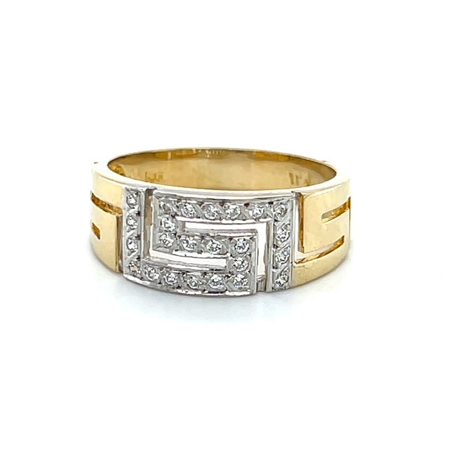 14K Two-Tone Gold CZ Unisex Ring; 4.1g; Size 8.75