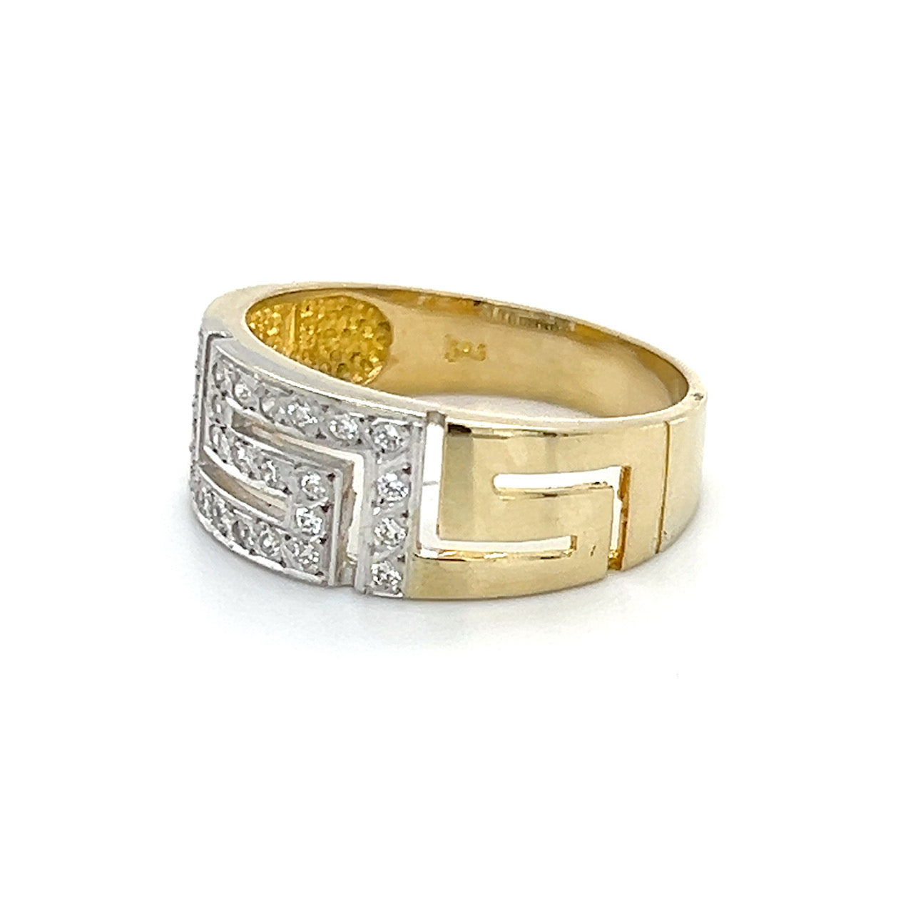 14K Two-Tone Gold CZ Unisex Ring; 4.1g; Size 8.75