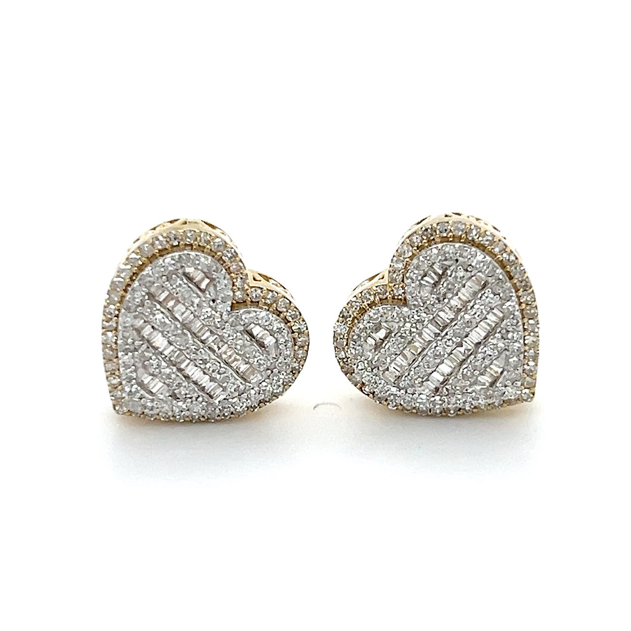 10K Yellow Gold Diamond Heart Stud Earrings; 1.0CTW; 5.1g