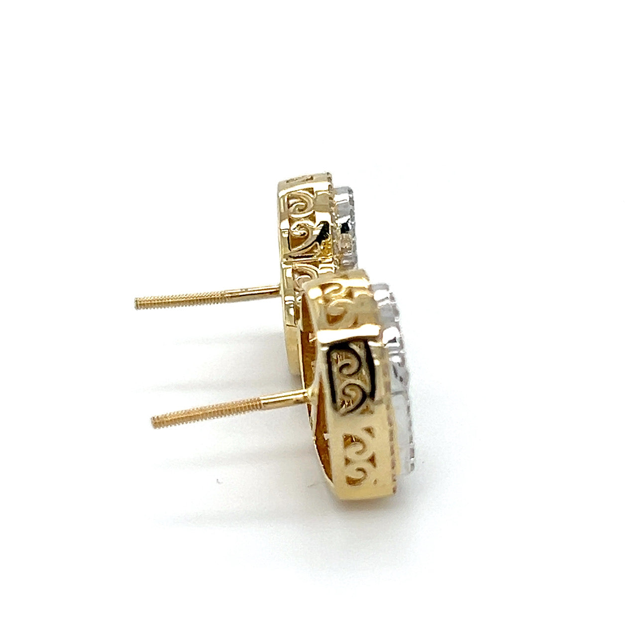 10K Yellow Gold Diamond Heart Stud Earrings; 1.0CTW; 5.1g